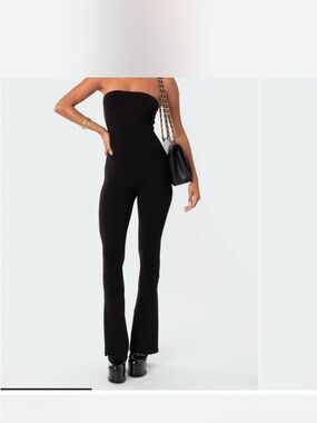 EDIKTED NWOT Strapless Black Jumpsuit - Sleek Wide-Leg Design